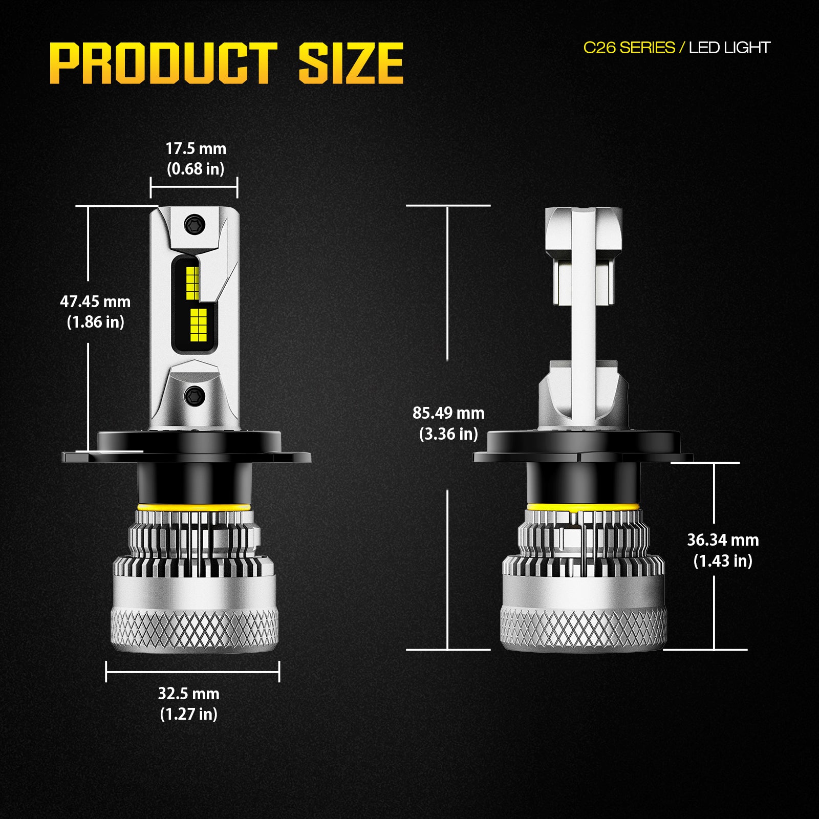 NOEIFEVO H4 Lâmpada de Farol de Carro, 40.000 Lúmens, 200W, 6500K Branco, IP68 à Prova d'Água, 100.000 Horas de Vida Útil, Farol Baixo e Alto