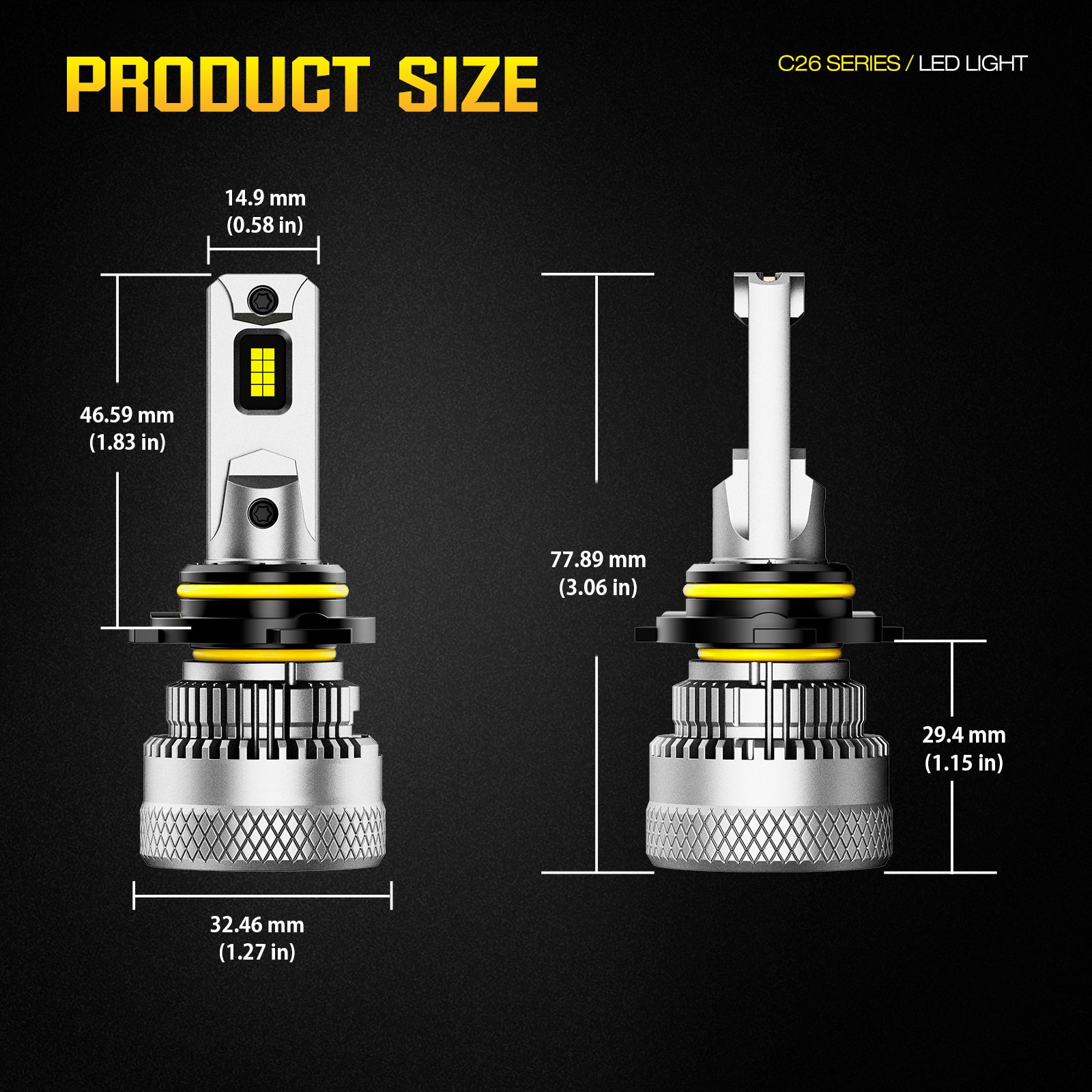 NOEIFEVO 9005 9006 Lâmpada de Farol de Carro, 40.000 Lúmens, 200W, 6500K Branco, IP68 à Prova d'Água, 100.000 Horas de Vida Útil, Luz Baixa e Alta