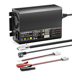 Noeifevo 12V 12.8V 30A LiFePO4  litio de batería de Cargador , voltaje de carga 14.6V, activación BMS 0V, apagado automático, carcasa de aluminio
