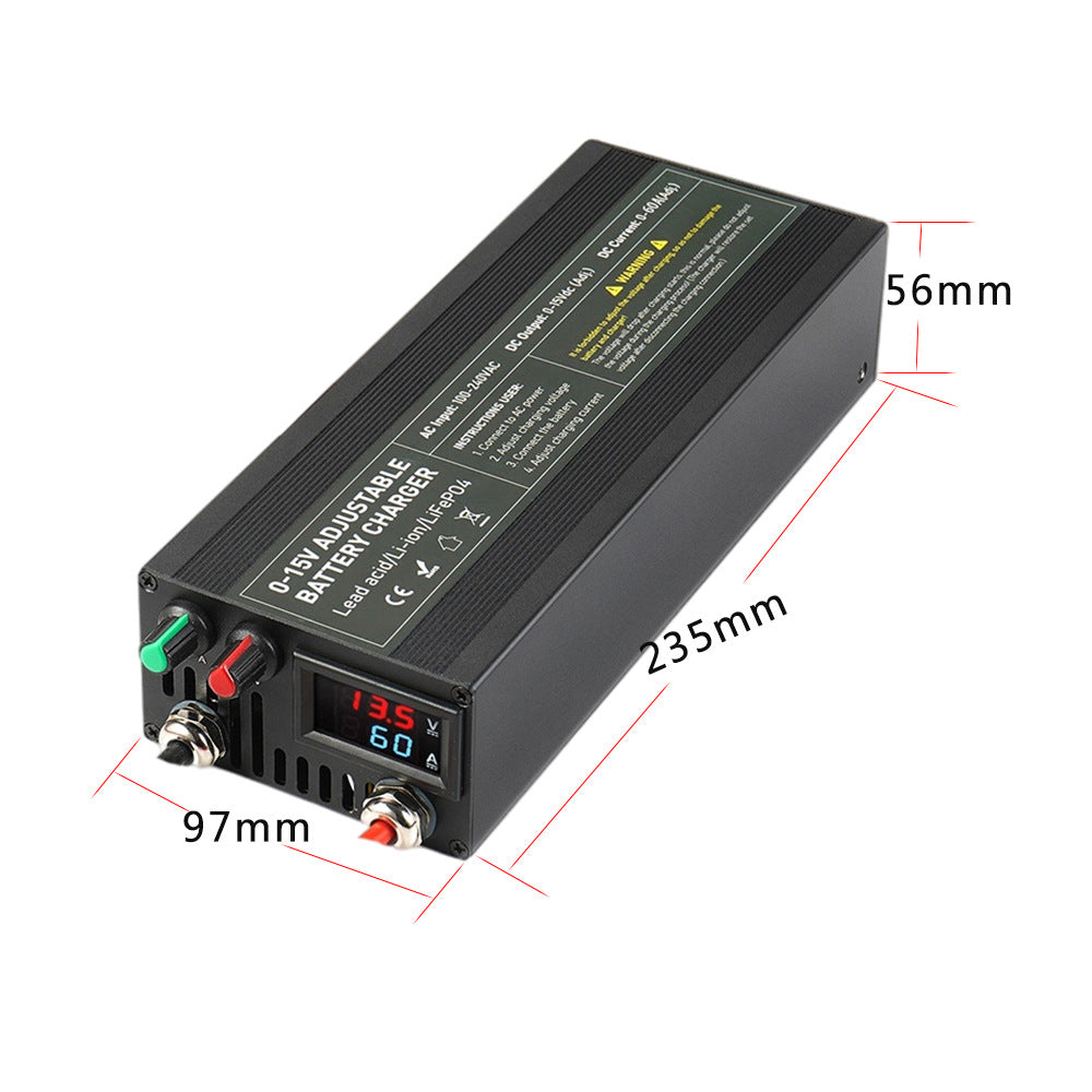 NOEIFEVO Justerbar spænding og strømområde 0-15V 1-60A /85A batterioplader, Kompatibel med 3,7V 6V 12V lithium, LiFePO4 og bly-syre batterier