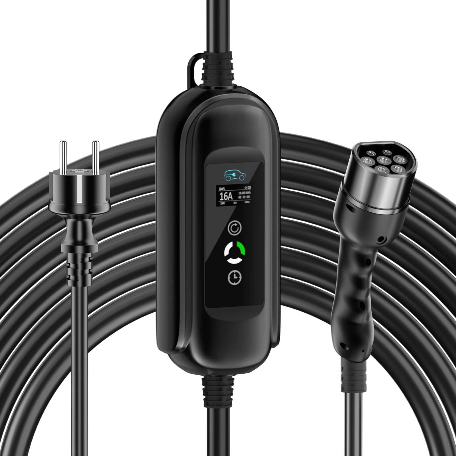 Noeifevo 15meters Mobile EV Charging Cable , 3.7KW 16A Portable Type 2 Type 1 EV Charger with Schuko