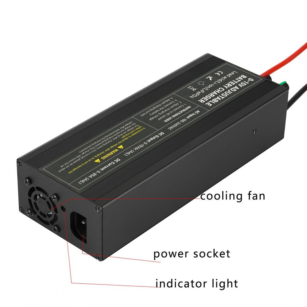 NOEIFEVO regolabile con tensione e corrente 0-15V 1-60A /85A Caricabatterie , compatibile con batterie al litio, LiFePO4 e piombo-acido da 3,7V 6V 12V