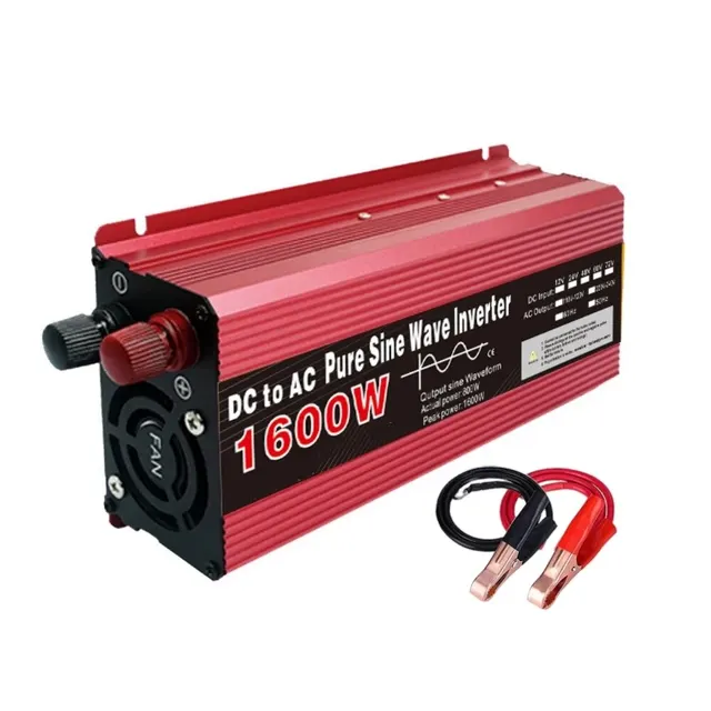 Onduleur pur sinus 12 V vers AC 220 V, 1000W, 1600W, 2200W, 3000W, convertisseur d'alimentation portable, onduleur auto-solaire