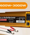 Invertor 12V až 220V Pure Sine Wave 1600W 2200W 3000W Power Inverter EU nabíjecí zásuvka s LED displejem