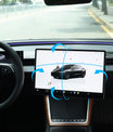 Tesla skærmholder 2.0 til Model 3/Y – 4-vejs drejelig (40°), aluminium CNC, skærmhøjde forbliver uændret, ingen rysten, anti-blænding