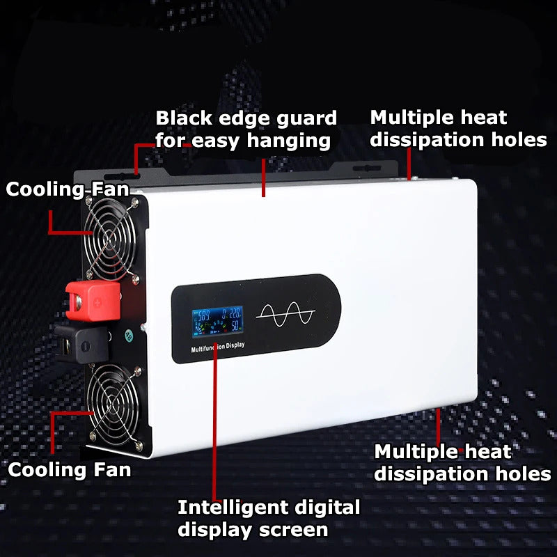 Inverter 60V til 230V, ren sinus, 3000W, 4000W, 5000W, bærbar DC-AC spændingsomformer, bil-sol-inverter