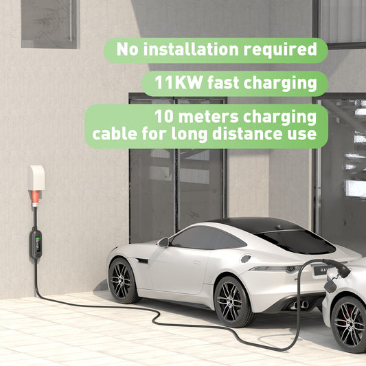 Noeievo 11kw type 2 station de recharge de voiture électrique, chargeur de voiture électrique triphasé 16A,  avec câble de 10 mètres