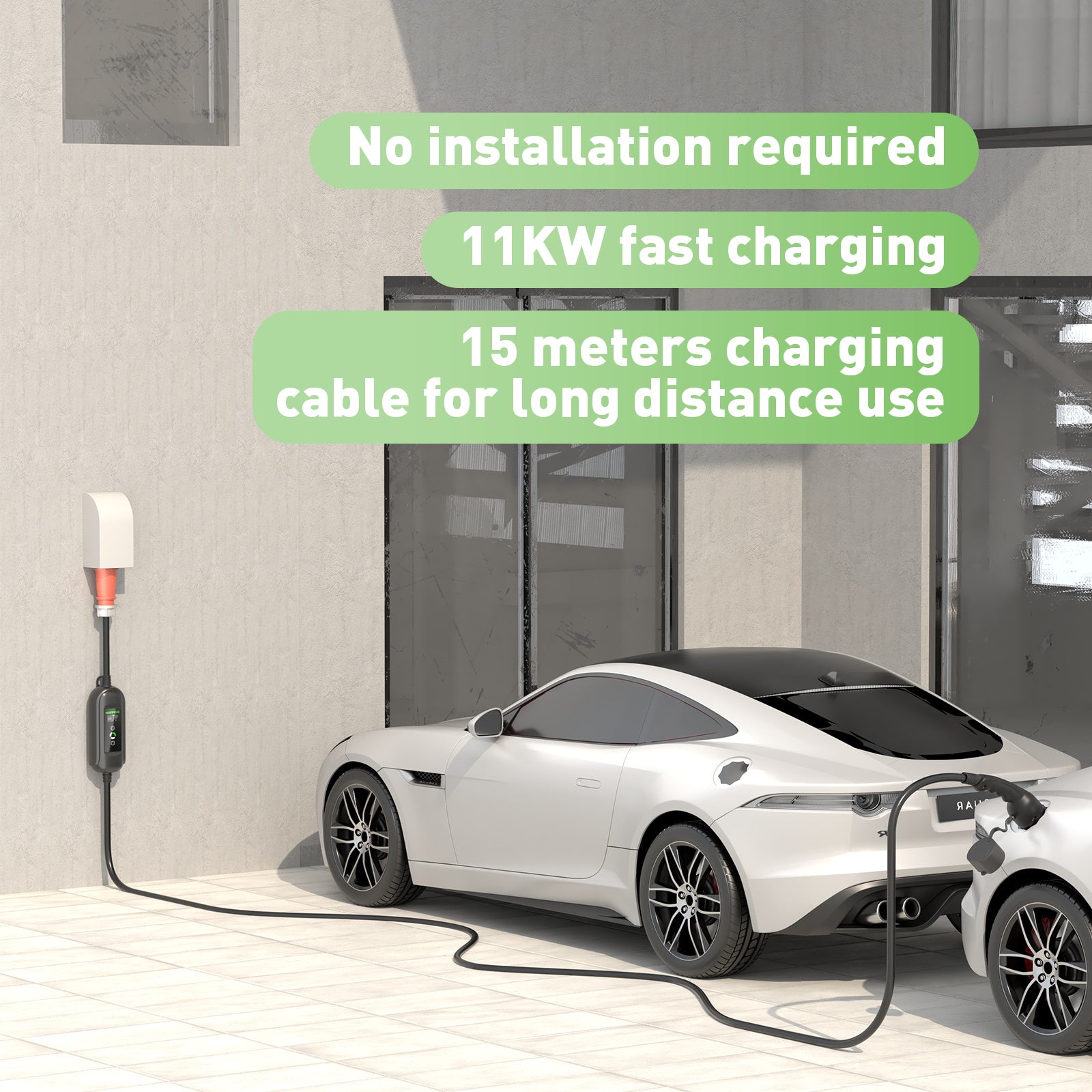 Noeifevo Câble de charge rapide courant fort 11kW 16A type 2 vers chargeur CEE EV 5m/10m/15m