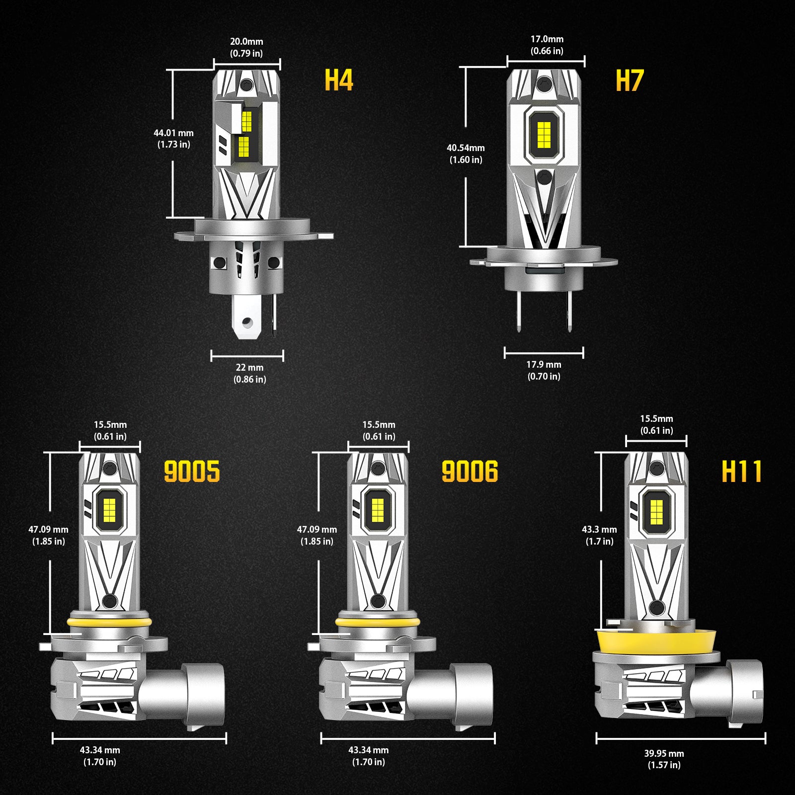 NOEIFEVO H7 H11 H4 9005 9006 Ampoules de Phare, 80W 12V, Blanc 6500K, Feux de Croisement et Feux de Route, 2 Pièces Ampoules de Voiture