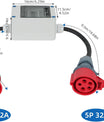 OEIFEVO Scatola Mobile per Misuratore di Energia, Spina e Presa 5G 2.5 CEE16A/CEE32A 5P, Misuratore Intermedio per Camper, Veicoli Elettrici, Campeggio, Auto Elettriche o Aziende