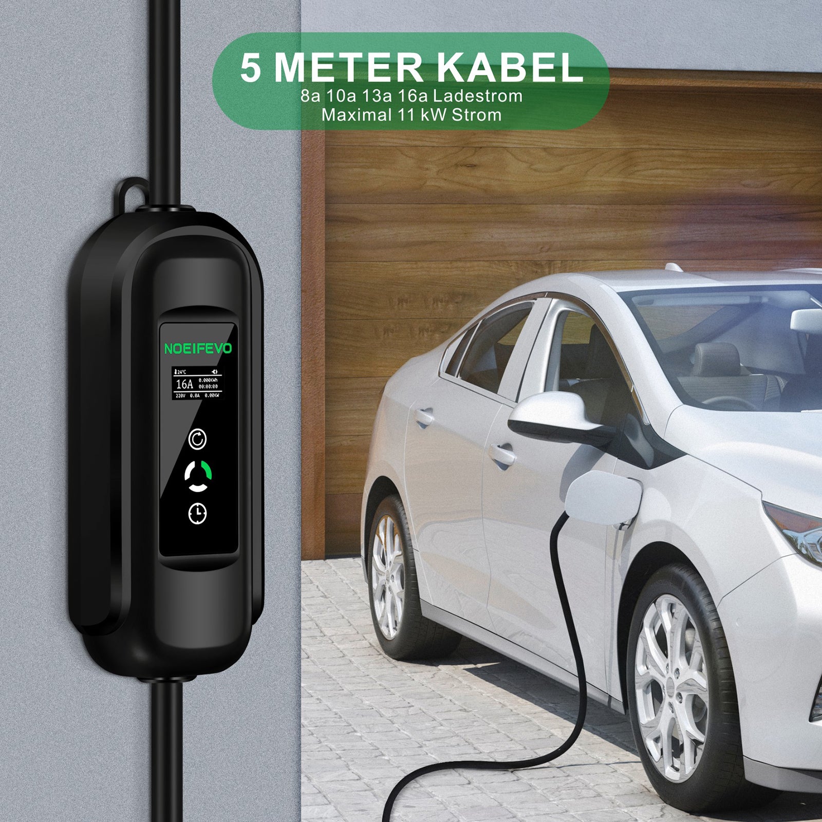 Noeifevo kit station de charge type2 EV, 11KW 16A 5M câble de charge EV, courant fort câble de charge rapide