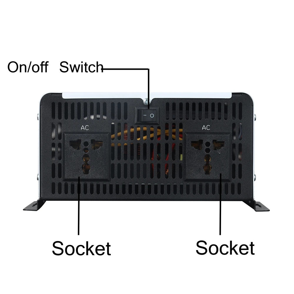 Onduleur de 72V à 230V, de 6000W à 12000W, convertisseur de courant continu en courant alternatif avec prises européennes pour voitures, camions, camping et appareils ménagers.