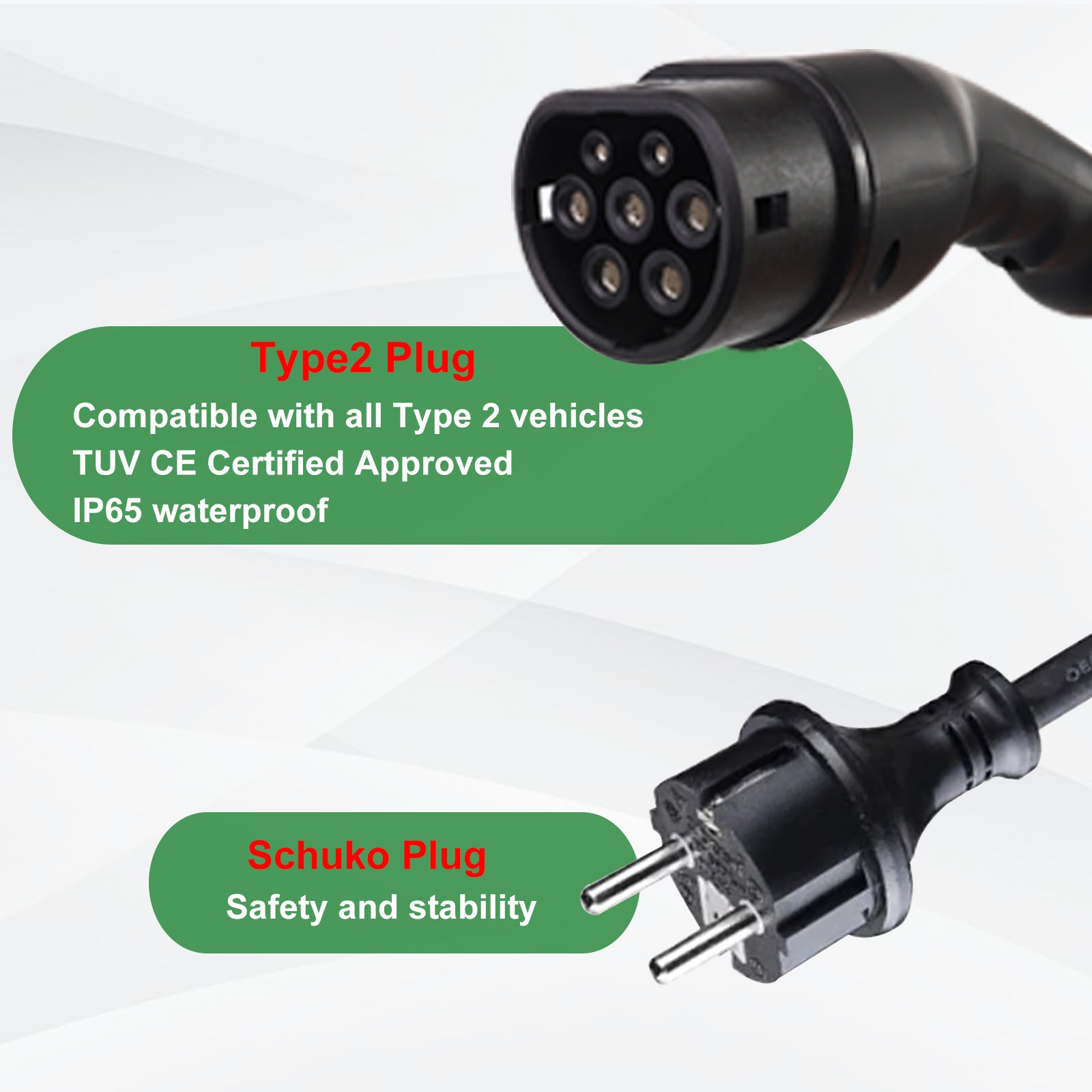 Cabo de carregamento de veículos eléctricos móveis de 15 metros Noeifevo, carregador de veículos eléctricos portátil de 3,7KW 16A Tipo 2 Tipo 1 com Schuko