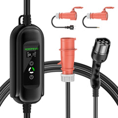 Tipo 2 móvil EV Cable de carga con adaptador Schuko , 11KW 16A 3 Fase Vehículos Eléctricos Estación de carga