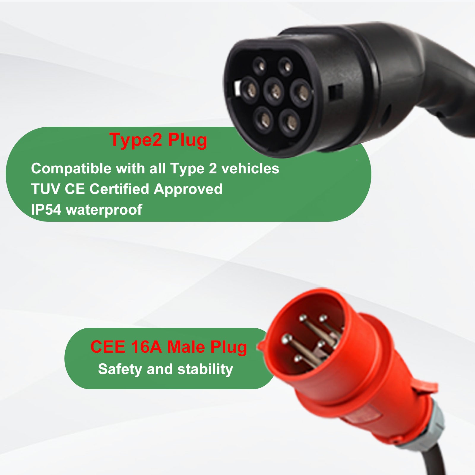 Noeifevo Type2 EV Kit station de recharge, 16A 3 phases chargeur de véhicule électrique, CEE 16A Mobile EVSE Wallbox avec 5Meters de câble