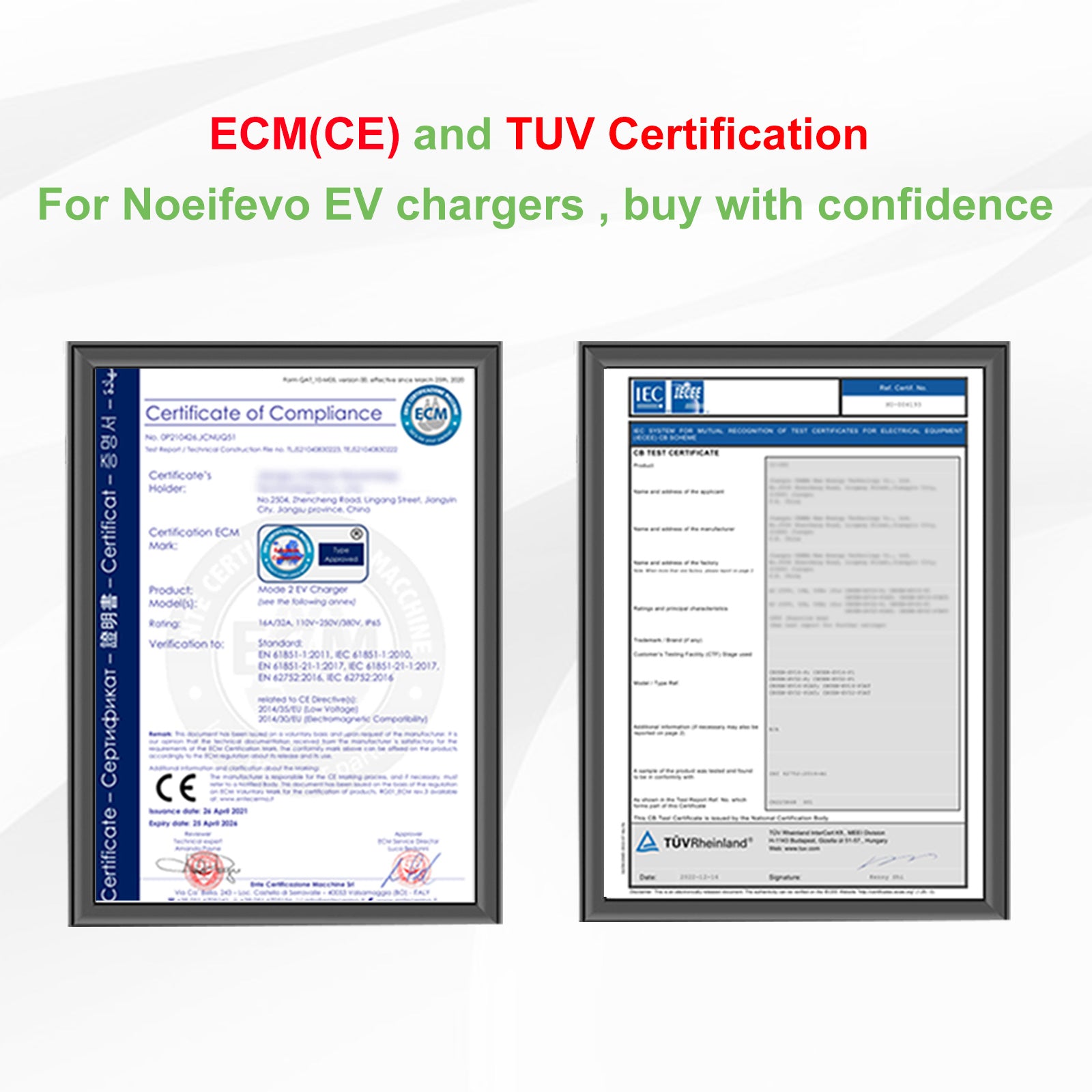 NOEIFEVO 7.2KW EV Charging Cable, Type 2 32A 1 Phase EV Charger, Mobile EVSE Charging Station with CEE Blue Plug