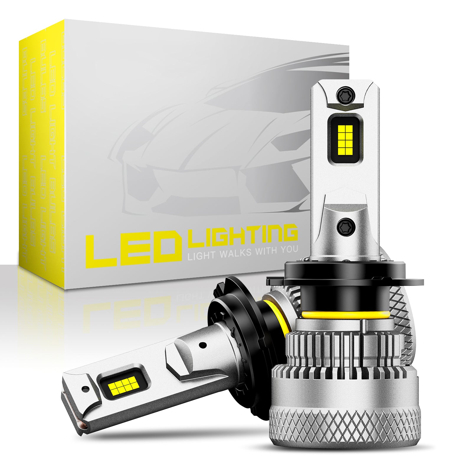 NOEIFEVO H7 Lampe de phare auto, 40 000 lumens, 200W, 6500K blanc, étanchéité IP68, durée de vie de 100 000 heures, feux de croisement et feux de route.