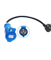 Adaptateur de charge EV, prise industrielle CEE 32A bleue vers prise domestique Schuko, pour chargeurs EV de 7kW 32A