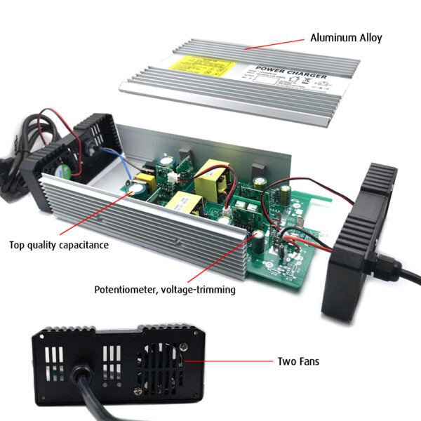 NOEIFEVO 58.4V 8A Lifepo4 batterie de Chargeur   pour batterie 16S 48V(51.2V) Lifepo4