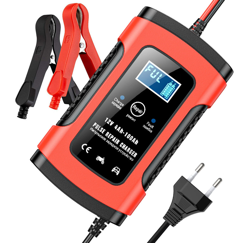12V 6A Auto-Motorfiets Acculader, Intelligente Multifunctionele Acculader met Temperatuurdetectie voor Loodzuur AGM Gel Diepcyclus Accu's