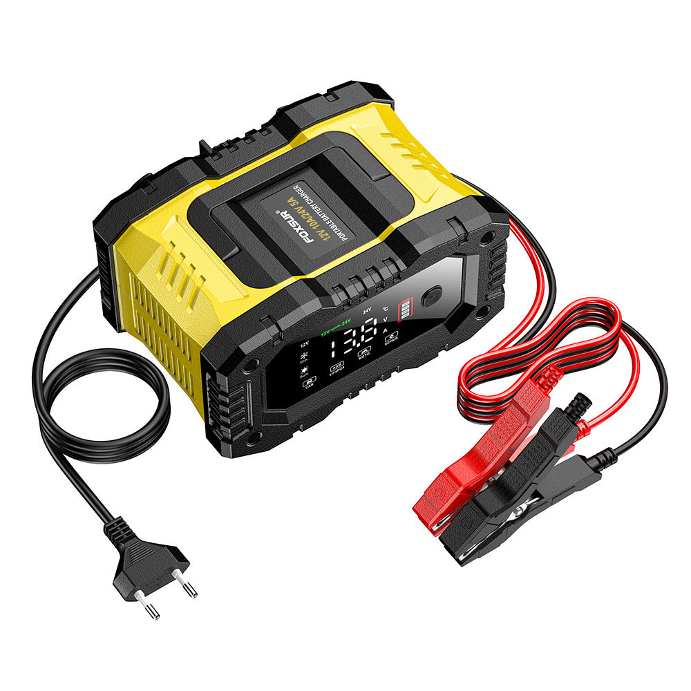 NOEIFEVO Chargeur de batterie 10A pour voiture, chargeur 12V 24V LiFePO4, chargeur de batterie intelligent pour automobile, camion, moto, tondeuse à gazon avec équilibrage de température