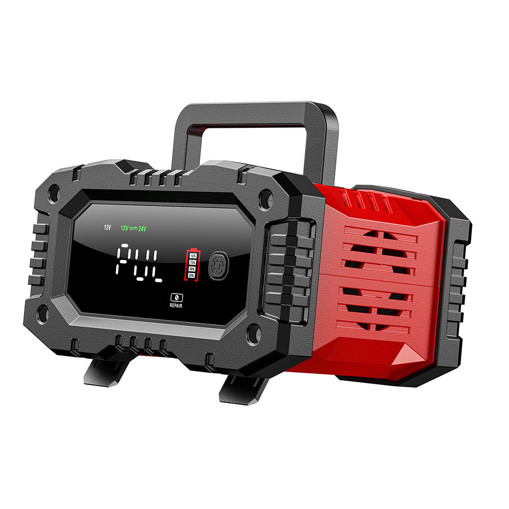 NOEIFEVO Chargeur de batterie 20A pour voiture, chargeur de batterie 12V 24V pour batteries au plomb-acide AGM LiFePO4, chargeur de véhicule intelligent avec compensation de température pour voitures, camions, motos, tondeuses à gazon.