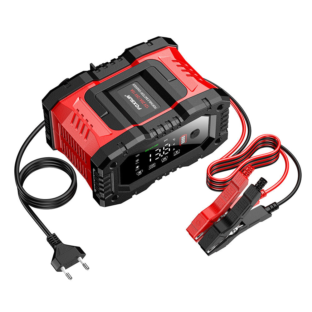 NOEIFEVO Chargeur de batterie 20A pour voiture, chargeur de batterie 12V 24V pour batteries au plomb-acide AGM LiFePO4, chargeur de véhicule intelligent avec compensation de température pour voitures, camions, motos, tondeuses à gazon.