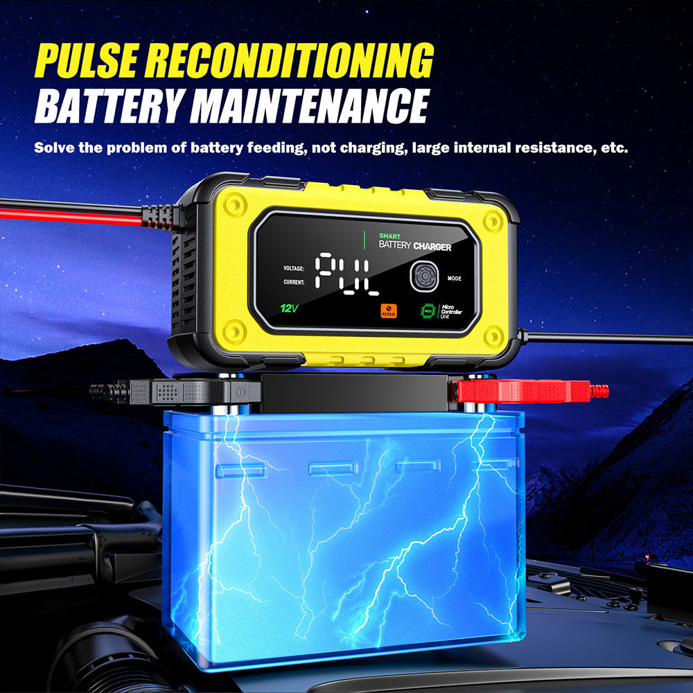 NOEIFEVO 7A Chargeur de batterie de voiture, chargeur automatique intelligent 12V avec compensation de température pour voitures, camions, motos, tondeuses à gazon, bateaux et batteries marines