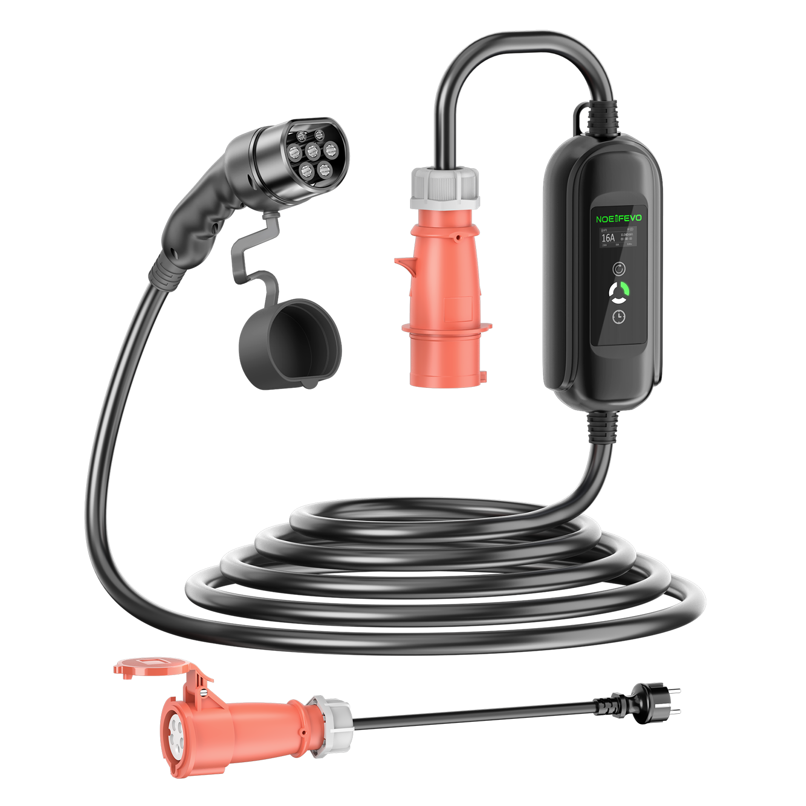 Noeifevo 11KW voiture de batterie de Chargeur,Type2 à CEE16A EV Chargeur avec domestique adaptateur,5m/10/15m