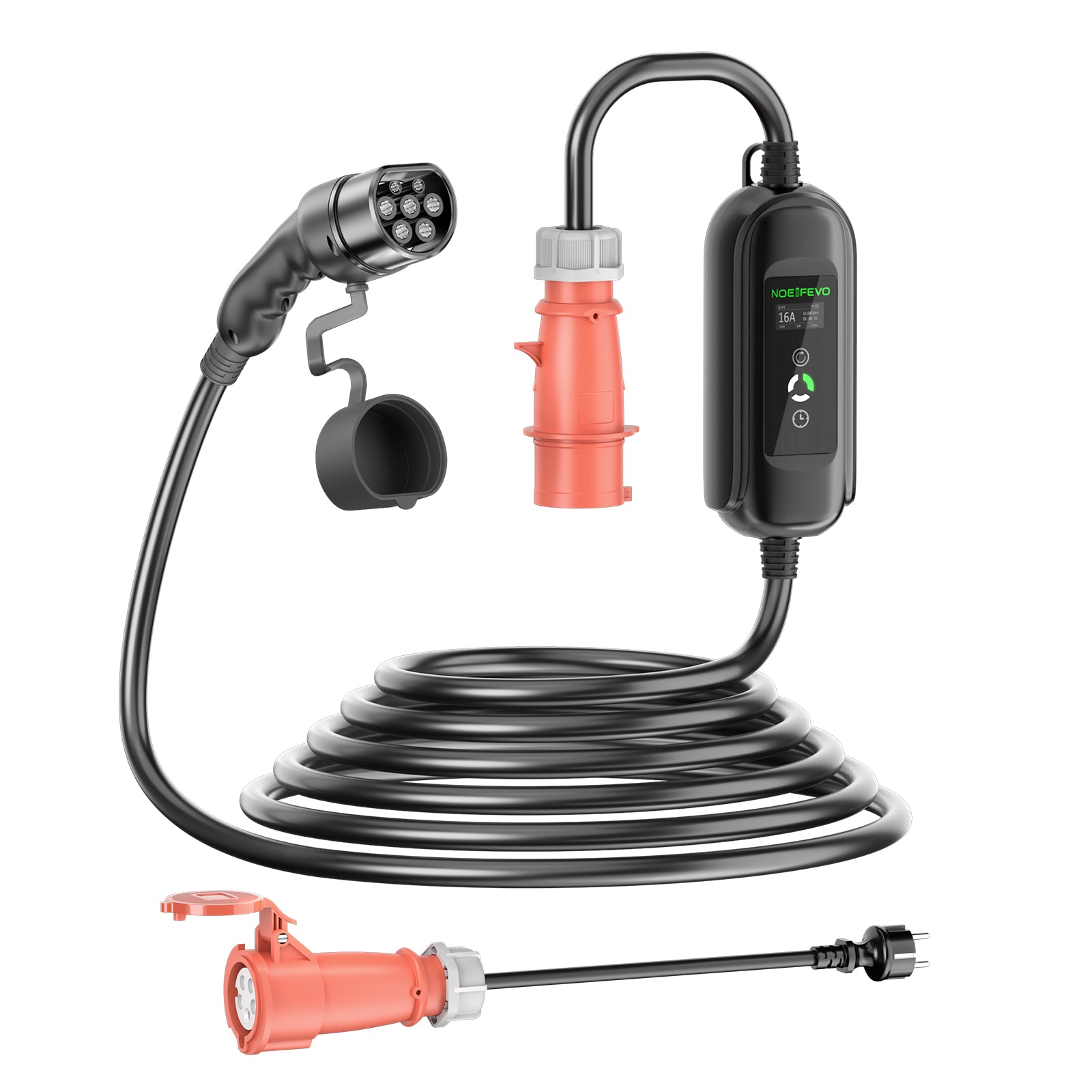 Noeifevo 11KW voiture de batterie de Chargeur,Type2 à CEE16A EV Chargeur avec domestique adaptateur,5m/10/15m