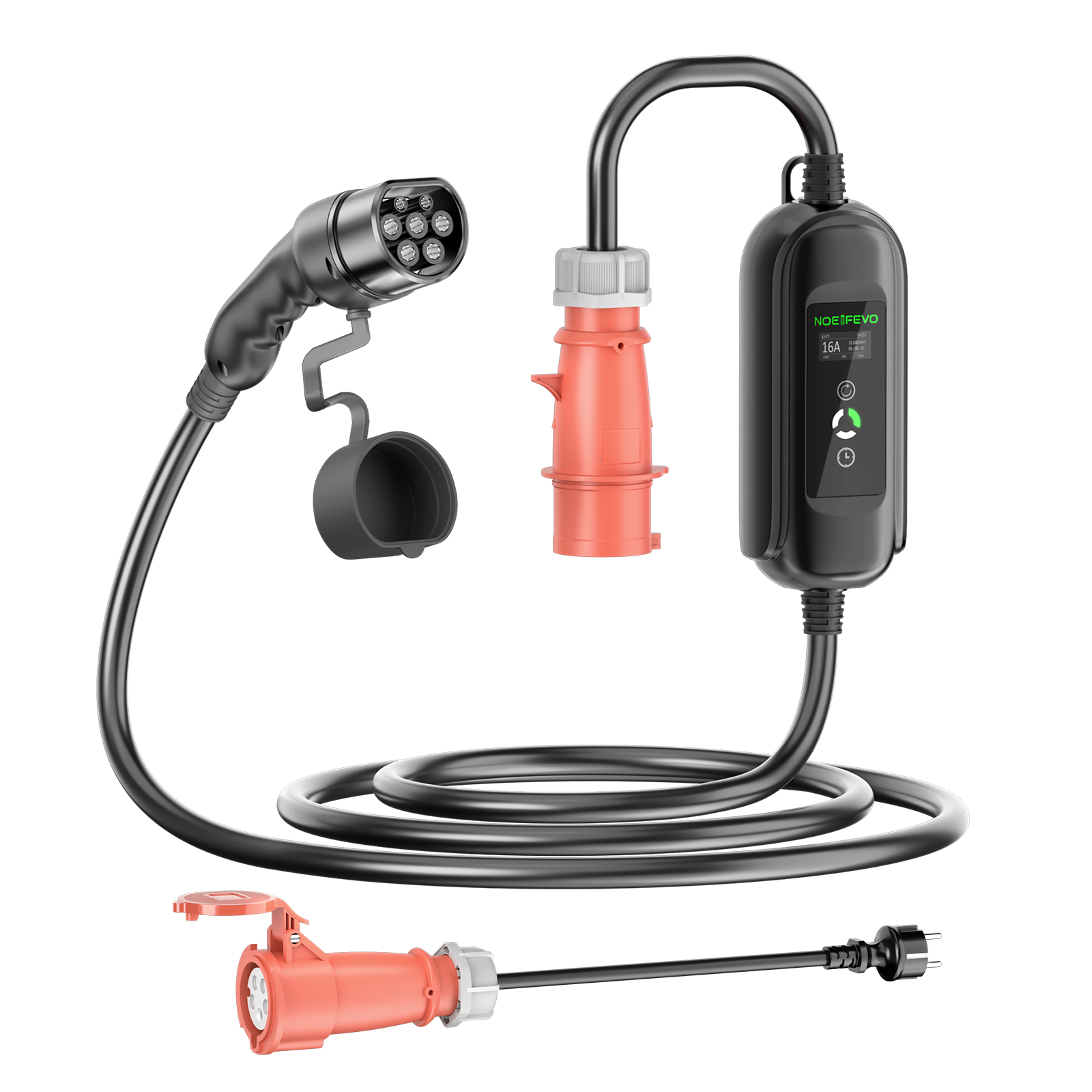 Noeifevo 11KW voiture de batterie de Chargeur,Type2 à CEE16A EV Chargeur avec domestique adaptateur,5m/10/15m