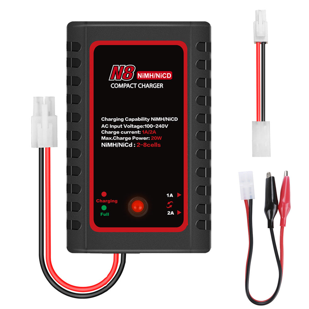 Chargeur Intelligent N8 pour Batteries NiMH / NiCD pour Batteries 2-8s 2.4V 3.6V 4.8V 6V 7.2V 8.4V 9.6V pour Airsoft, Voiture RC, Bateau, Drone, avec Connecteur Standard / Mini Tamiya