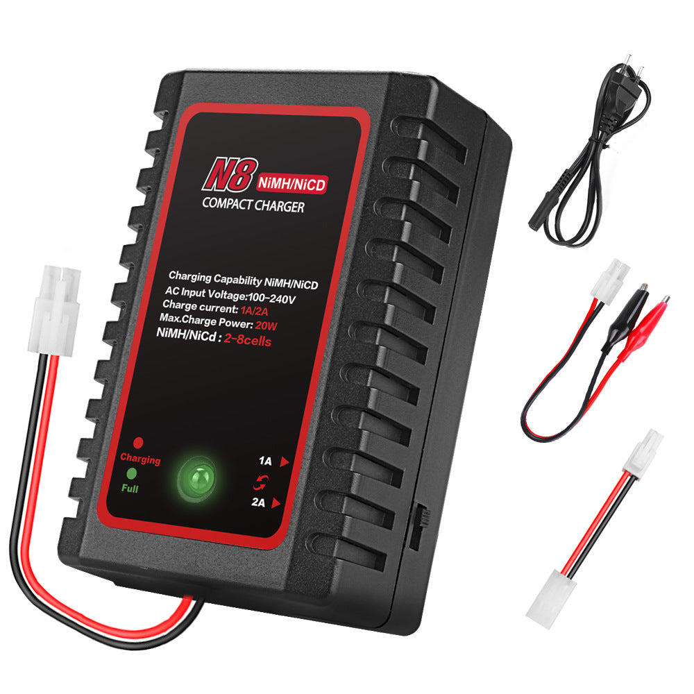 Chargeur Intelligent N8 pour Batteries NiMH / NiCD pour Batteries 2-8s 2.4V 3.6V 4.8V 6V 7.2V 8.4V 9.6V pour Airsoft, Voiture RC, Bateau, Drone, avec Connecteur Standard / Mini Tamiya