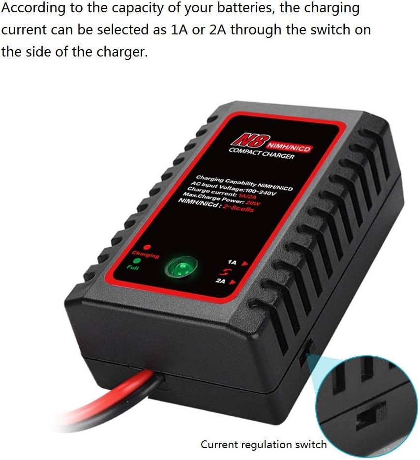 Chargeur Intelligent N8 pour Batteries NiMH / NiCD pour Batteries 2-8s 2.4V 3.6V 4.8V 6V 7.2V 8.4V 9.6V pour Airsoft, Voiture RC, Bateau, Drone, avec Connecteur Standard / Mini Tamiya