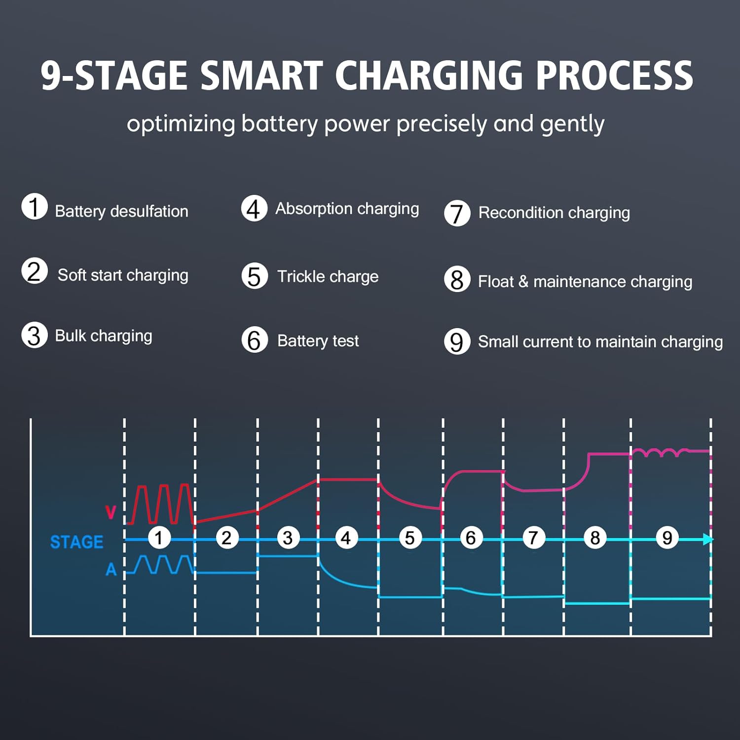 NOEIFEVO Chargeur de batterie intelligent 6V 10A/12V 30A/24V 16A pour batteries de voiture, moto, tondeuse à gazon, bateau, compatible avec les batteries lithium, LiFePO4 et plomb-acide (AGM, Gel, MF, EFB, SLA, VRLA, humide)