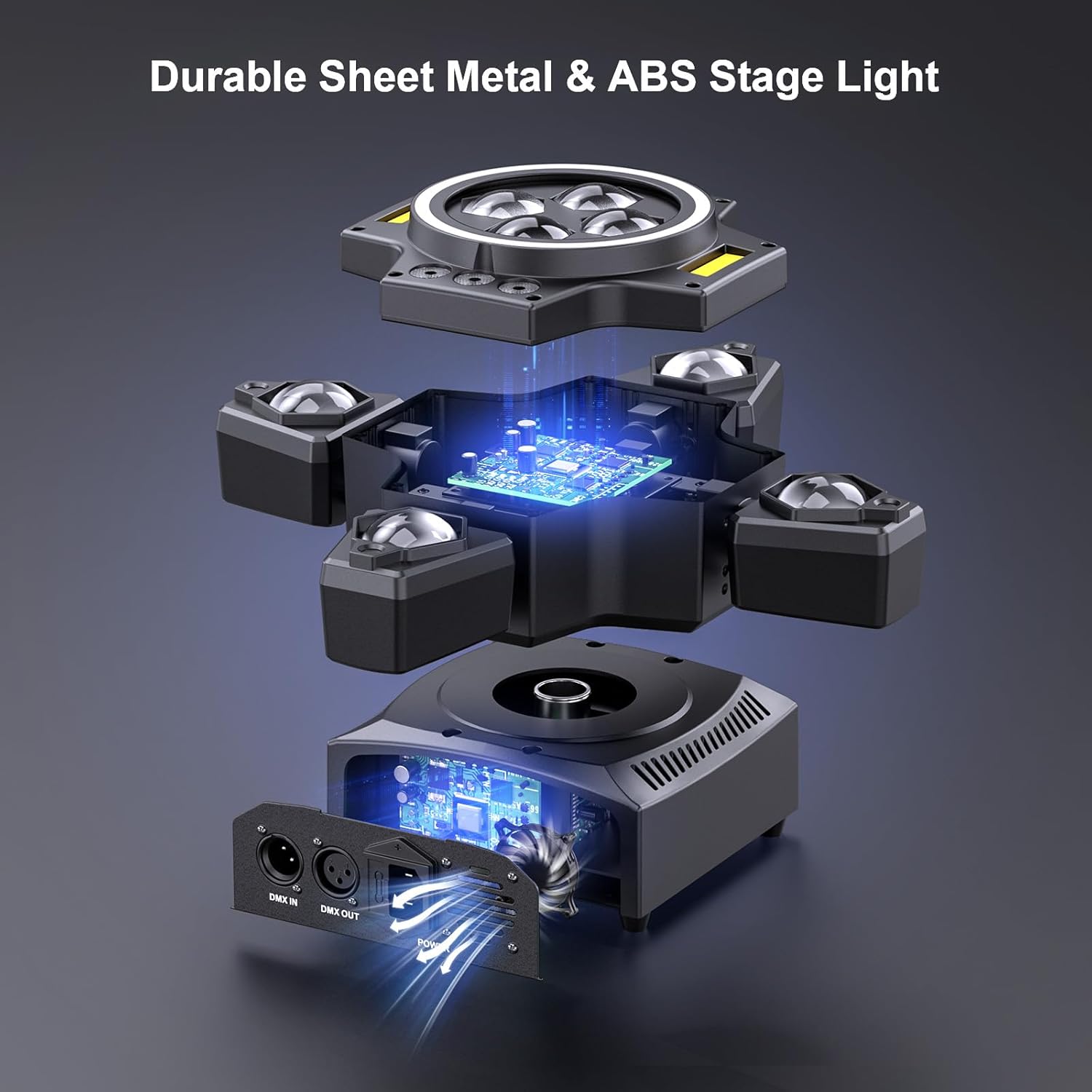 120W projecteur de scène 4-en-1 RGBW Moving Head, effet lumière laser, spot de fête avec télécommande pour disco, DJ, bar, anniversaire