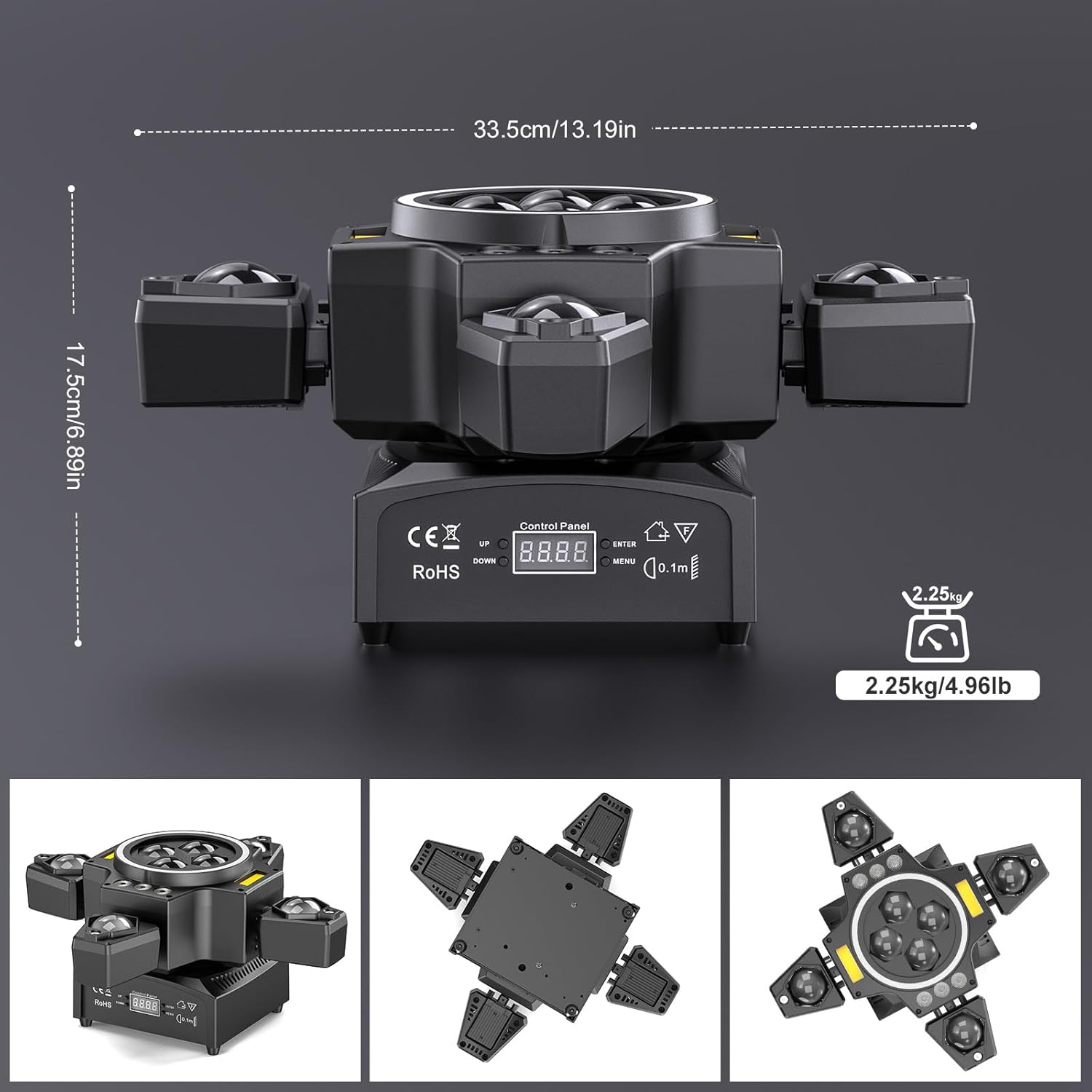 120W projecteur de scène 4-en-1 RGBW Moving Head, effet lumière laser, spot de fête avec télécommande pour disco, DJ, bar, anniversaire