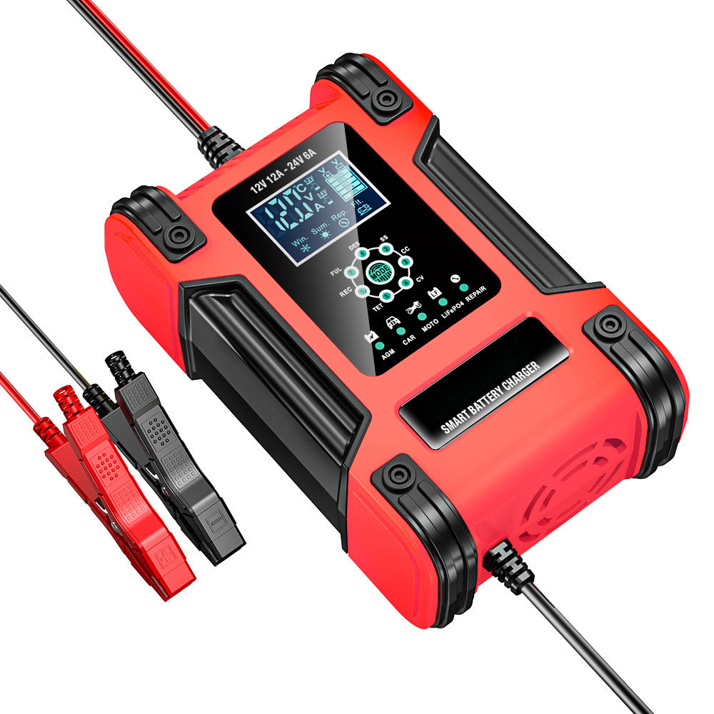 Chargeur De Batterie 12V 7A Avec écran LCD Couleur - Pour Voiture, Camion, Moto, Bateau - Charge Rapide, Désulfatation, Sécurité 9 Protections - 9