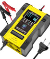מטען סוללה לרכב ואופנוע 12V 6A / 24V 3A, מטען חכם רב-תכליתי לתיקון עם חיישן טמפרטורה עבור סוללות עופרת-חומצה, AGM, ג'ל, פריקה עמוקה, ליתיום ו-LiFePO4.