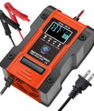 מטען סוללה לרכב ואופנוע 12V 6A / 24V 3A, מטען חכם רב-תכליתי לתיקון עם חיישן טמפרטורה עבור סוללות עופרת-חומצה, AGM, ג'ל, פריקה עמוקה, ליתיום ו-LiFePO4.