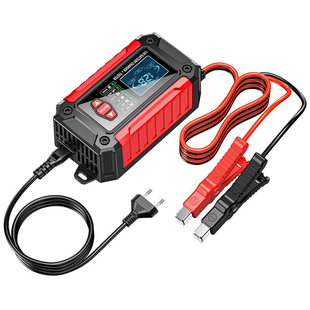 Cargador y comprobador de baterías de coche 2 en 1, cargador de baterías de 12V para plomo-ácido, AGM y LiFePO4, cargador de vehículos, comprobador inteligente de baterías para coches, camiones, motocicletas y cortacéspedes