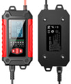 Cargador y comprobador de baterías de coche 2 en 1, cargador de baterías de 12V para plomo-ácido, AGM y LiFePO4, cargador de vehículos, comprobador inteligente de baterías para coches, camiones, motocicletas y cortacéspedes
