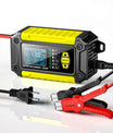 Cargador y comprobador de baterías de coche 2 en 1, cargador de baterías de 12V para plomo-ácido, AGM y LiFePO4, cargador de vehículos, comprobador inteligente de baterías para coches, camiones, motocicletas y cortacéspedes