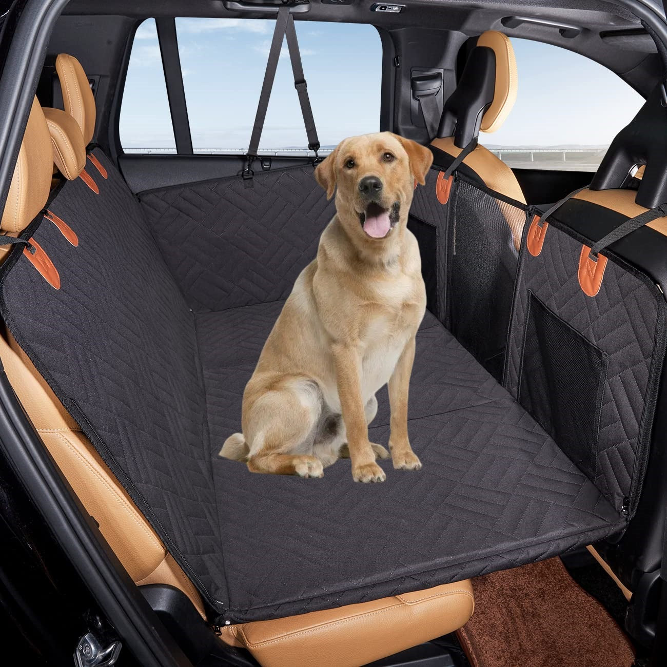 NOEIFEVO CA05 Couverture pour chien pour siège arrière de voiture avec fond rigide, siège arrière avec protection latérale et fenêtre de visualisation, couverture de voiture pour chien résistante aux rayures et hydrofuge, tapis pour chien, siège arrière