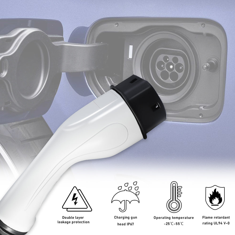 Noeifevo Chargeur de voiture EV type 2 prise femelle, 16A /32A, 1 phase/ 3 phases, connecteur de charge IEC 62196