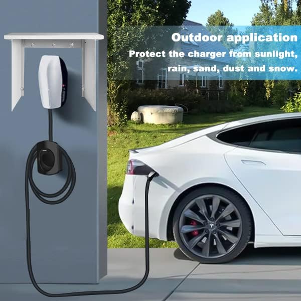 Protège-chargeur mural NOEIFEVO EV Wallbox, protection contre la pluie pour station de charge de voiture électrique, couvercle en acier inoxydable, résistant aux intempéries (40 x 30 x 39 cm)