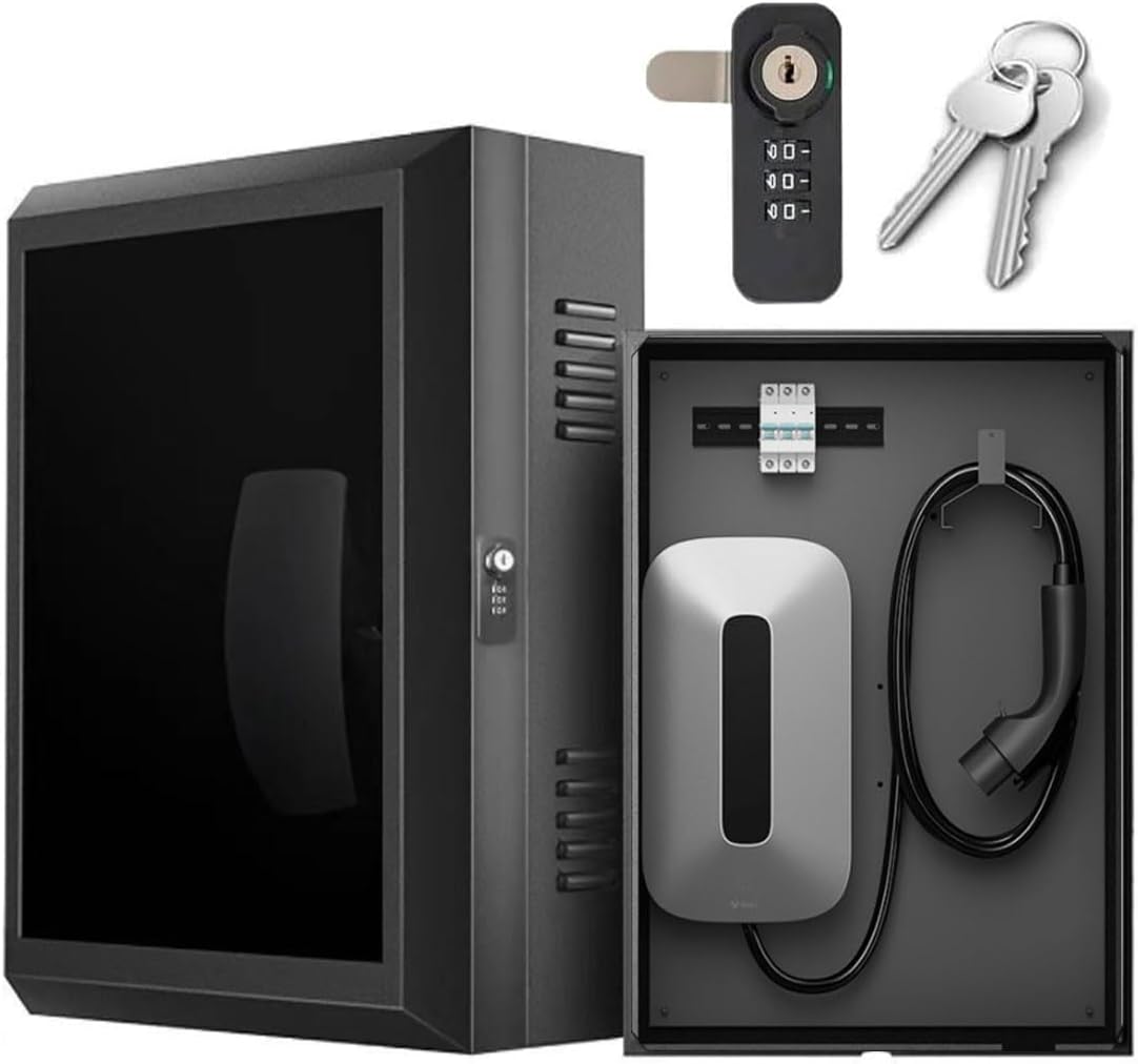 NOEIFEVO Boîtier mural de protection contre les intempéries, boîte de charge pour chargeurs EV – Boîte de protection antivol pour stations de charge, protection contre la pluie UV, avec serrure à combinaison et clé