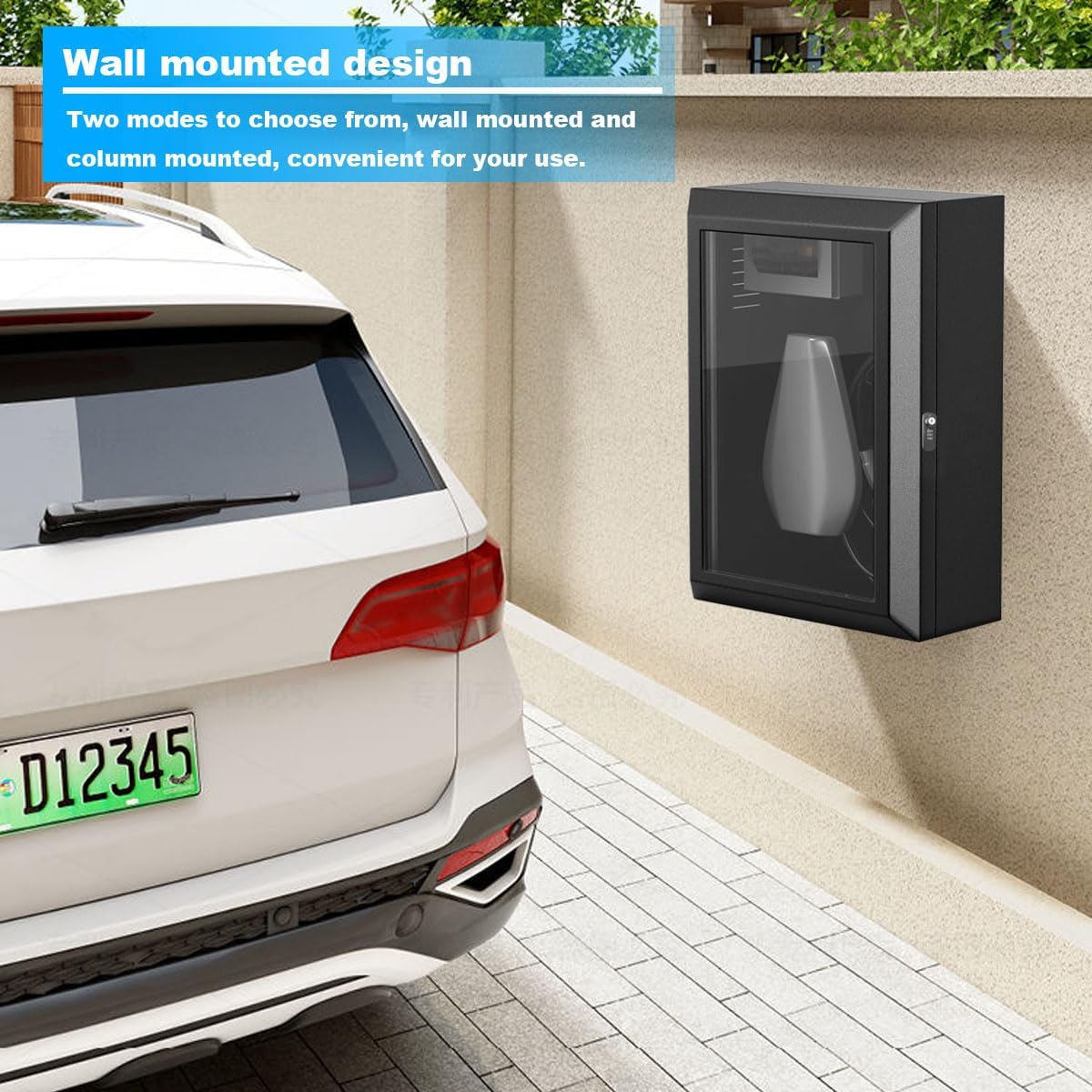 NOEIFEVO Boîtier mural de protection contre les intempéries, boîte de charge pour chargeurs EV – Boîte de protection antivol pour stations de charge, protection contre la pluie UV, avec serrure à combinaison et clé