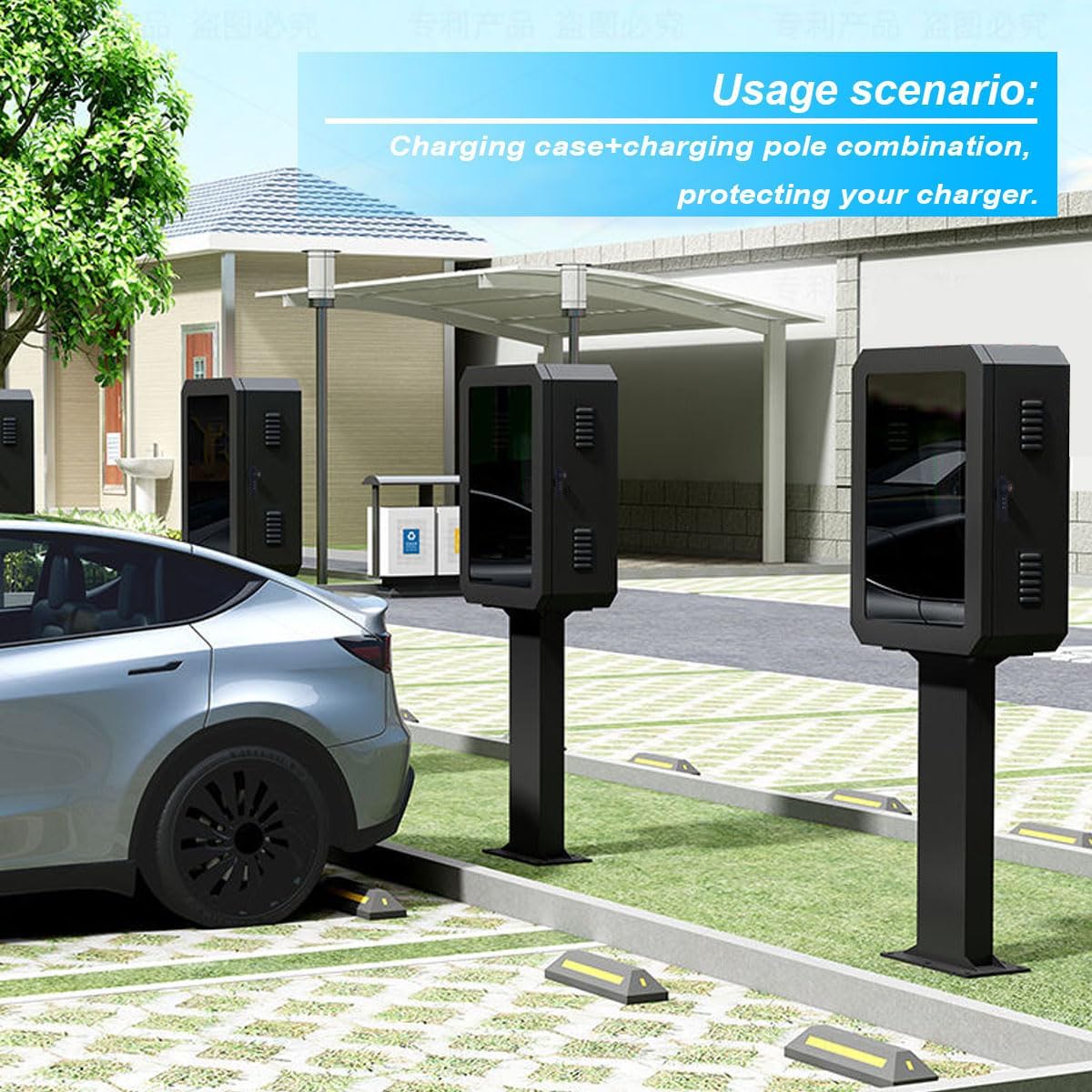 NOEIFEVO Boîtier mural de protection contre les intempéries, boîte de charge pour chargeurs EV – Boîte de protection antivol pour stations de charge, protection contre la pluie UV, avec serrure à combinaison et clé