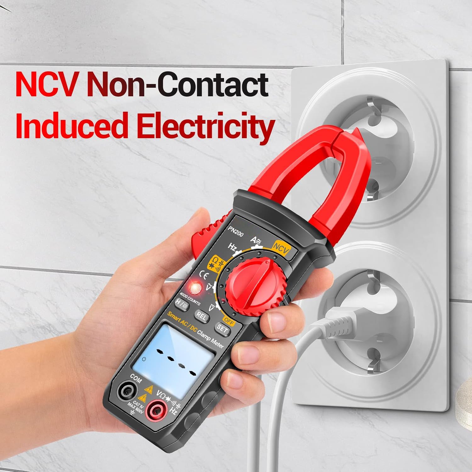 Multimeter Stromzange,4000 Counts TRMS Auto Range Strommesszange mit Wechselstrom/Gleichstrom Strom,Spannung,Widerstand,Kapazität,Durchgang,berührungslose Spannungserkennung Werkzeug